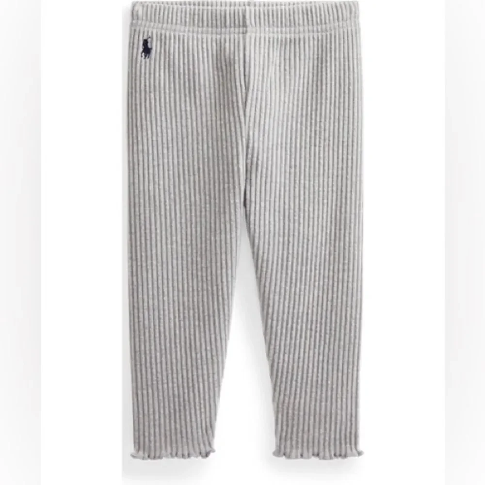 Polo Ralph Lauren Kids Rib-knit Stretch Legging in Grey & Navy Blue Size 3T